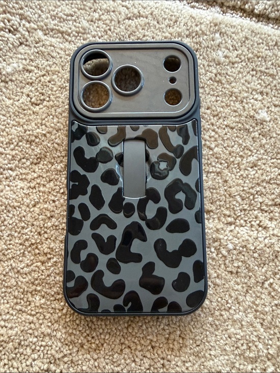 Other - iPhone 17 Black Leopard Print Phone Case with Built-In Kickstand